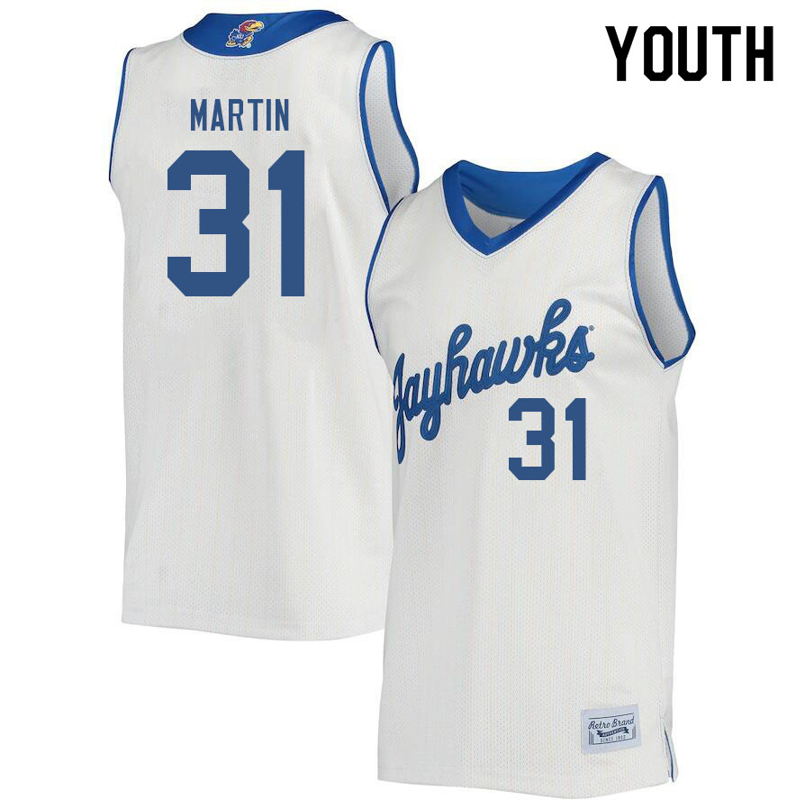 Youth #31 Cam Martin Kansas Jayhawks College Basketball Jerseys Sale-Retro